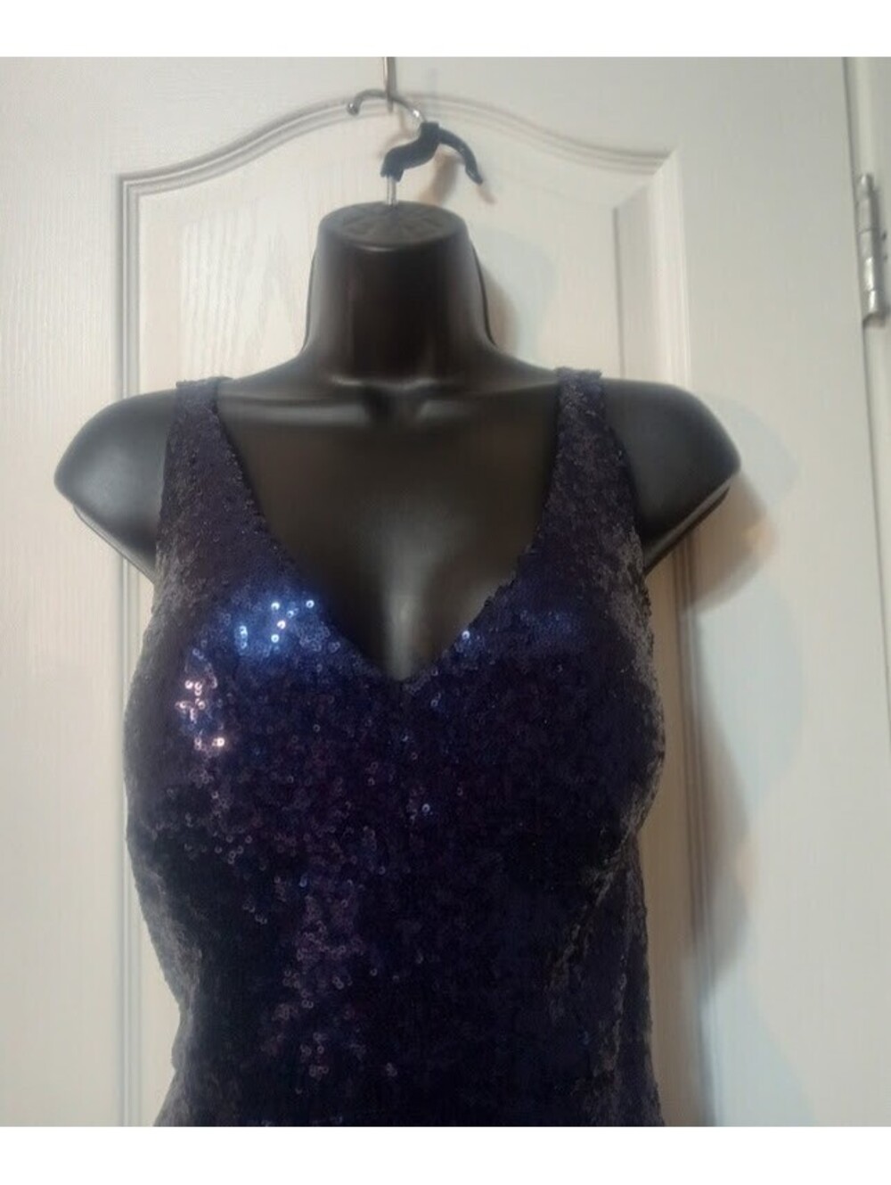 Nightway Navy Sequin Tank Dress | Size 14